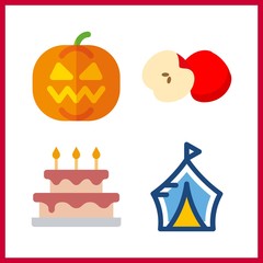 4 food icon. Vector illustration food set. wedding cake and pumpkin icons for food works