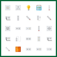 25 switch icon. Vector illustration switch set. turned off and socket icons for switch works