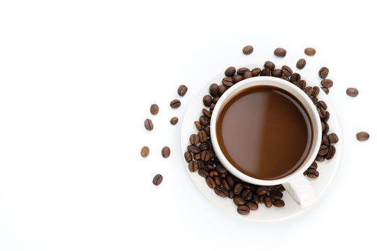 Top view of coffee on white background. - image