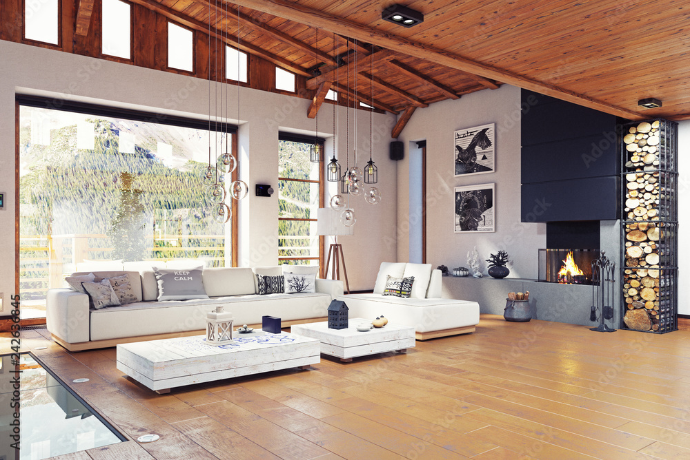 Wall mural Modern chalet interior