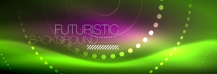 Green neon dotted circles background