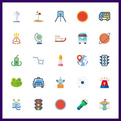 25 night icon. Vector illustration night set. taxi and space needle icons for night works