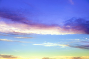 Naklejka na ściany i meble Dramatic blue and purple colors sunset and sunrise sky in summer