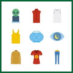 9 person icon. Vector illustration person set. shirt and alien icons for person works