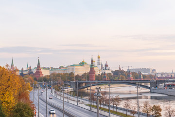Fototapeta na wymiar view on Moscow Kremlin at autumnal morning