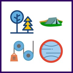 4 field icon. Vector illustration field set. park and camp afternoon icons for field works
