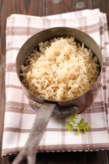 boiled rice in pan
