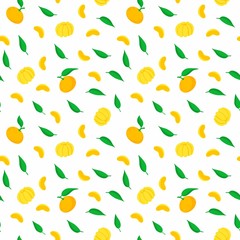  12.	Bright pattern with mandarins. Hand drawn style, vector illustration. For textiles, fabrics, souvenirs, packaging and greeting cards.