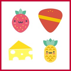 piece icon. guitar pick and pineapple vector icons in piece set. Use this illustration for piece works.