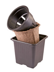 Pots for planting plants on white background. Pots for growing seedlings isolated on white background © ojimoreno