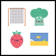4 vibrant icon. Vector illustration vibrant set. sea life and jungle gym icons for vibrant works