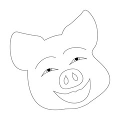 The head of a laughing pig. Emotion - joy, laughter, happiness. Template for design. Vector.