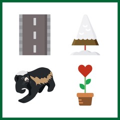 4 forest icon. Vector illustration forest set. badger and pine icons for forest works