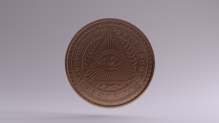 Illuminati Bronze Coin 3d illustration
