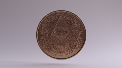 Illuminati Bronze Coin 3d illustration