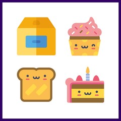 4 birthday icon. Vector illustration birthday set. toast and cupcake icons for birthday works