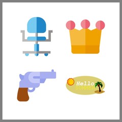 4 light icon. Vector illustration light set. hello and crown icons for light works