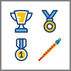 4 winner icon. Vector illustration winner set. medal and trophy icons for winner works