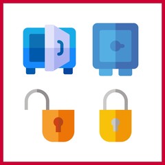 4 password icon. Vector illustration password set. safebox and security system icons for password works