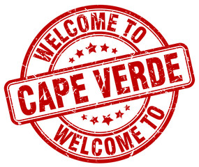 welcome to Cape Verde red round vintage stamp