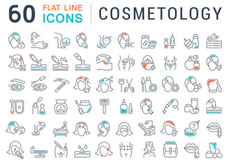 Set Vector Line Icons of Cosmetology.