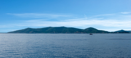 The coast of the island of ibiza from a boat