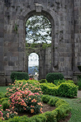 Fototapeta na wymiar the garden of the castle walls
