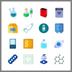 16 container icon. Vector illustration container set. retort and safebox icons for container works