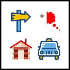 4 roof icon. Vector illustration roof set. taxi and panel icons for roof works