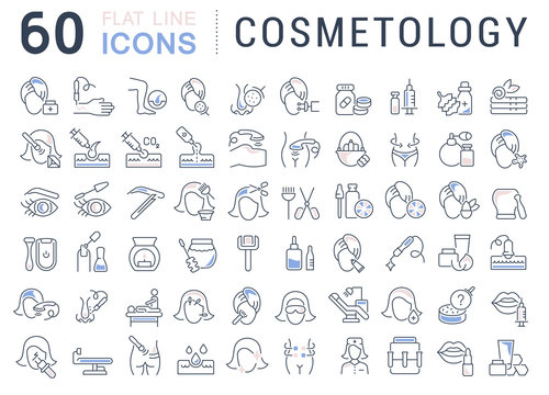 Set Vector Line Icons of Cosmetology.