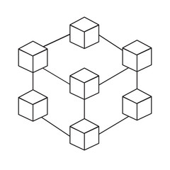 blockchain technology icon on white background. flat style. blockchain technology icon for your web site design, logo, app, UI. cryptography block symbol.blockchain algorithm concept.