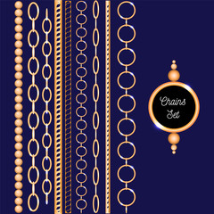 Chain set gold collection fashion print illustration