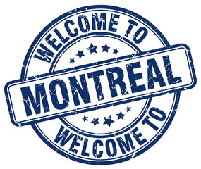 welcome to Montreal blue round vintage stamp