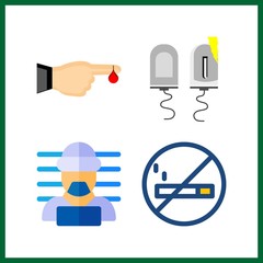 4 bad icon. Vector illustration bad set. finger harm and criminal icons for bad works