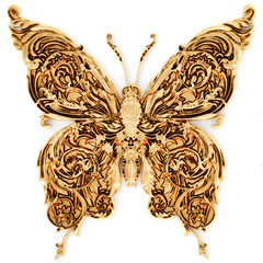 Gilded stucco, gold butterfly