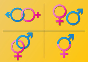 Male and female vector isolated gender symbols set on white background