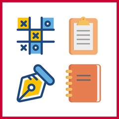 Fototapeta premium 4 pencil icon. Vector illustration pencil set. notebook and pen icons for pencil works