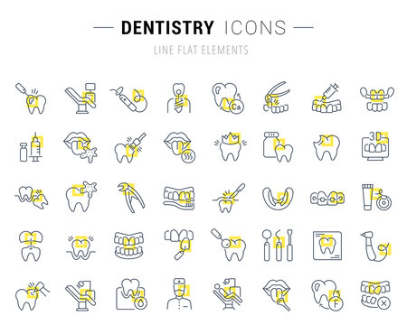Set Vector Line Icons of Dentistry.