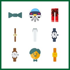 9 suit icon. Vector illustration suit set. trousers and groom icons for suit works