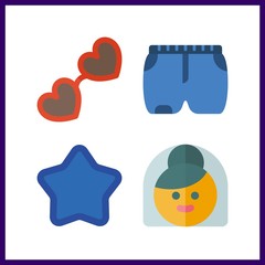 4 hair icon. Vector illustration hair set. short and bride icons for hair works