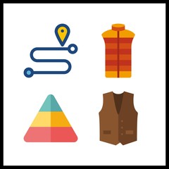 4 desert icon. Vector illustration desert set. vest and route icons for desert works