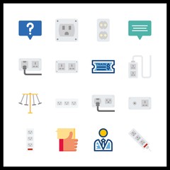 16 smartphone icon. Vector illustration smartphone set. train ticket and socket icons for smartphone works