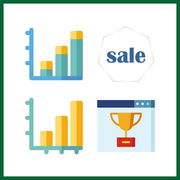 4 increase icon. Vector illustration increase set. sale and bar chart icons for increase works