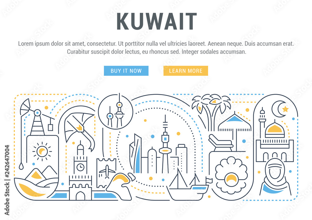 Canvas Prints Vector banner of Kuwait.