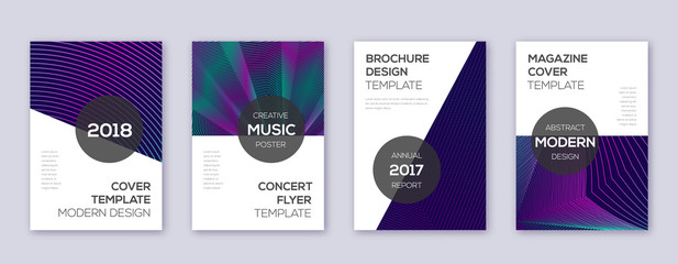 Modern brochure design template set. Neon abstract