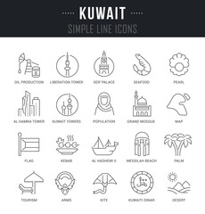 Set Vector Line Icons of Kuwait.