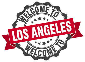 Obraz premium Los Angeles round ribbon seal