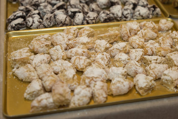 Slices of Cake stuffed with Almonds on a Tray