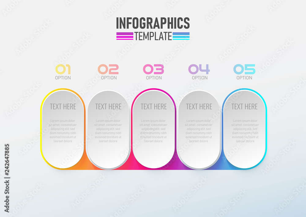Poster infographic element 3d with circle option 1 to 5 vector.