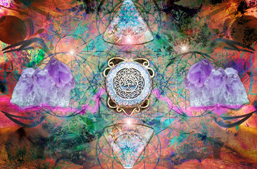 Abstract spiritual background with sacred geometry
